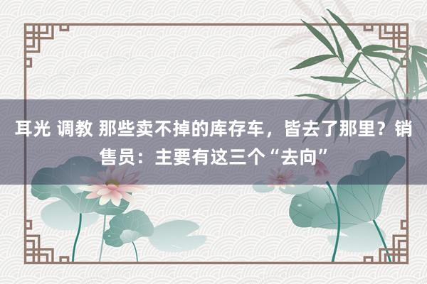 耳光 调教 那些卖不掉的库存车，皆去了那里？销售员：主要有这三个“去向”