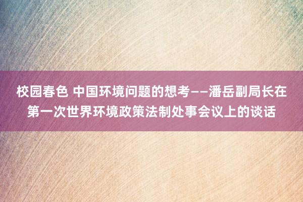 校园春色 中国环境问题的想考——潘岳副局长在第一次世界环境政策法制处事会议上的谈话