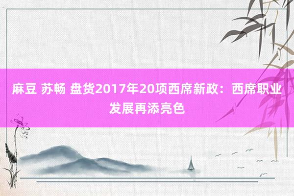 麻豆 苏畅 盘货2017年20项西席新政：西席职业发展再添亮色