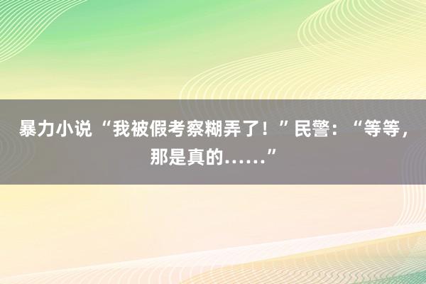 暴力小说 “我被假考察糊弄了！”民警：“等等，那是真的……”